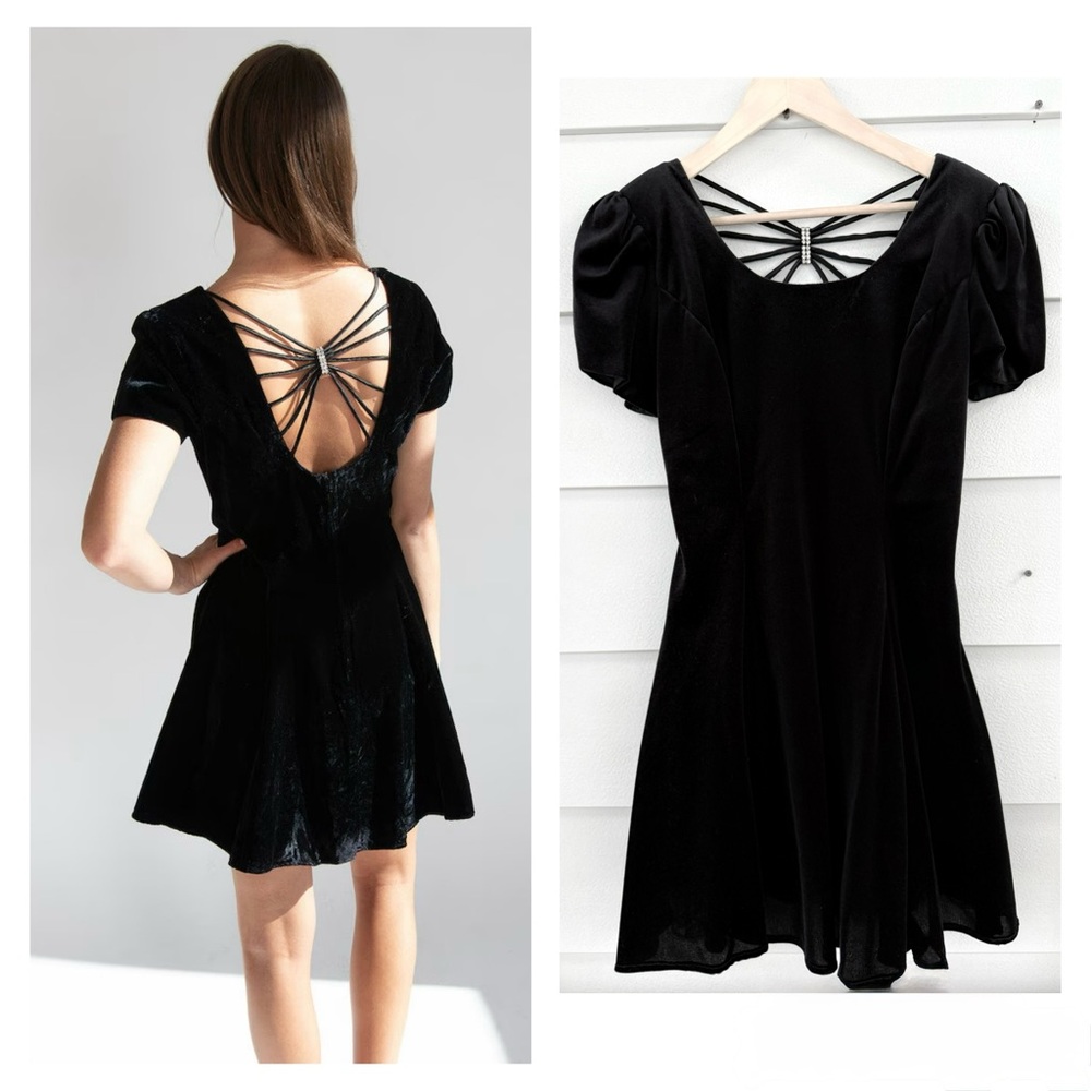 Vintage Jodi Michaels Black Velvet Mini Dress